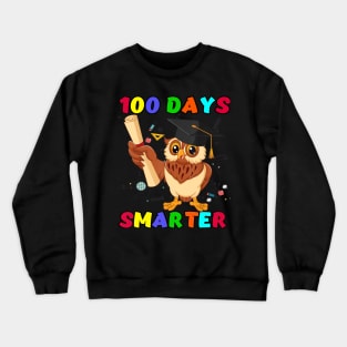 100 Days Of School Boy Girl Gift Smarter Owl Lovers Crewneck Sweatshirt